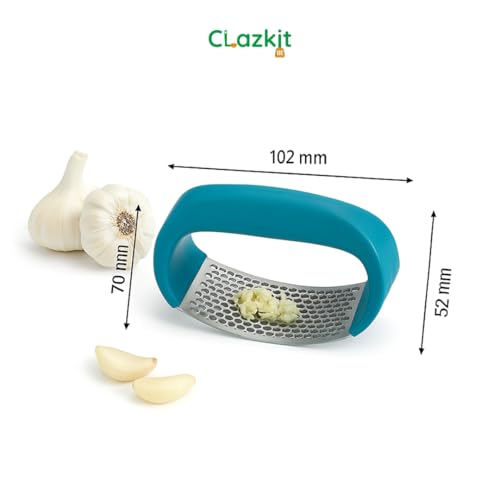 Clazkit Kitchen Stainless Steel Garlic Press with Ergonomic Handle,Garlic Crusher, Handy Garlic Crusher, Kitchen Garlic Crushing Tool Stainless Steel - Image 4