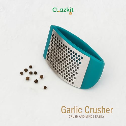 Clazkit Kitchen Stainless Steel Garlic Press with Ergonomic Handle,Garlic Crusher, Handy Garlic Crusher, Kitchen Garlic Crushing Tool Stainless Steel - Image 2