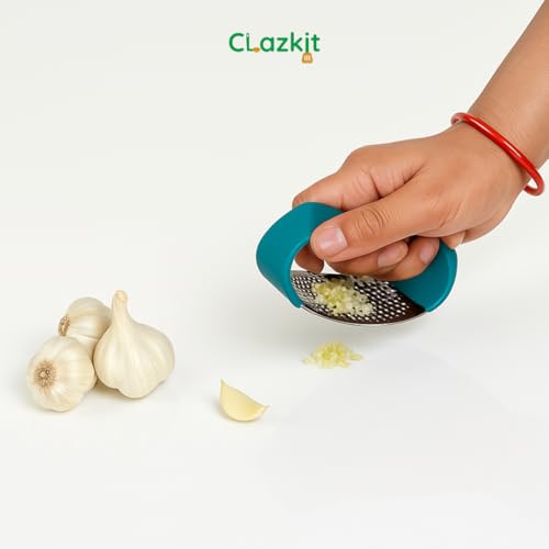 Clazkit Kitchen Stainless Steel Garlic Press with Ergonomic Handle,Garlic Crusher, Handy Garlic Crusher, Kitchen Garlic Crushing Tool Stainless Steel - Image 5