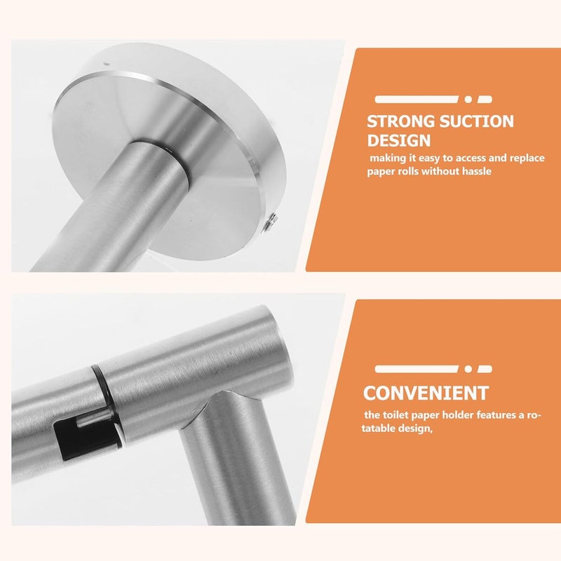 SUPVOX Wall Mounted Toilet Paper Holder Brushed Stainless Steel Double Post Pivoting Roll Dispenser for Bathroom and Kitchen Wall Mounted Paper Roll Hanger - Image 3