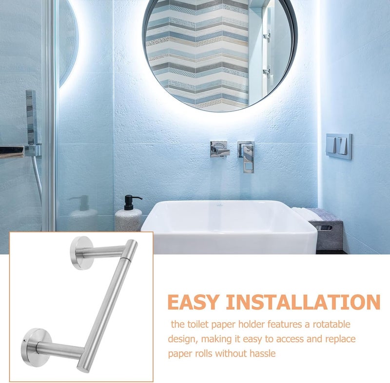 SUPVOX Wall Mounted Toilet Paper Holder Brushed Stainless Steel Double Post Pivoting Roll Dispenser for Bathroom and Kitchen Wall Mounted Paper Roll Hanger - Image 5