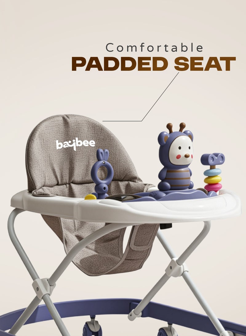 بيبي مشاية أطفال ZIGGIE قابلة للطي مع ارتفاع قابل للتعديل بثلاثة أوضاع وشريط ألعاب موسيقية، مشاية أنشطة للأطفال الصغار، مشاية أطفال للأولاد والبنات من عمر 6 إلى 18 شهرًا، لون أزرق - Image 4