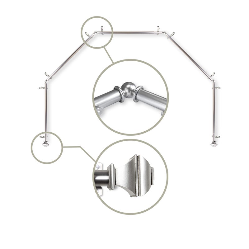 Rod Desyne 1316 Moyat 5Sided Bay Window Curtain Rod  Satin Nickel 
