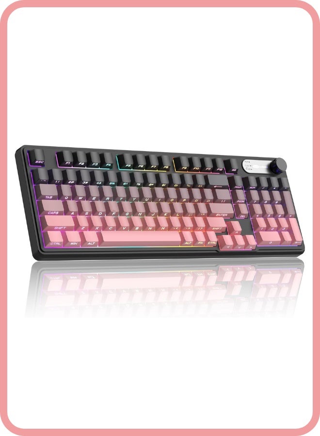 MageGee Wireless Gaming Keyboard, RGB Tri-Mode Wired/BT/2.4G Creamy Keyboard with Number Pad, 4000mAh Battery, Knob Control, Side Printed Keycaps, 19-Key Anti-Ghosting for Win/Mac - Image 1
