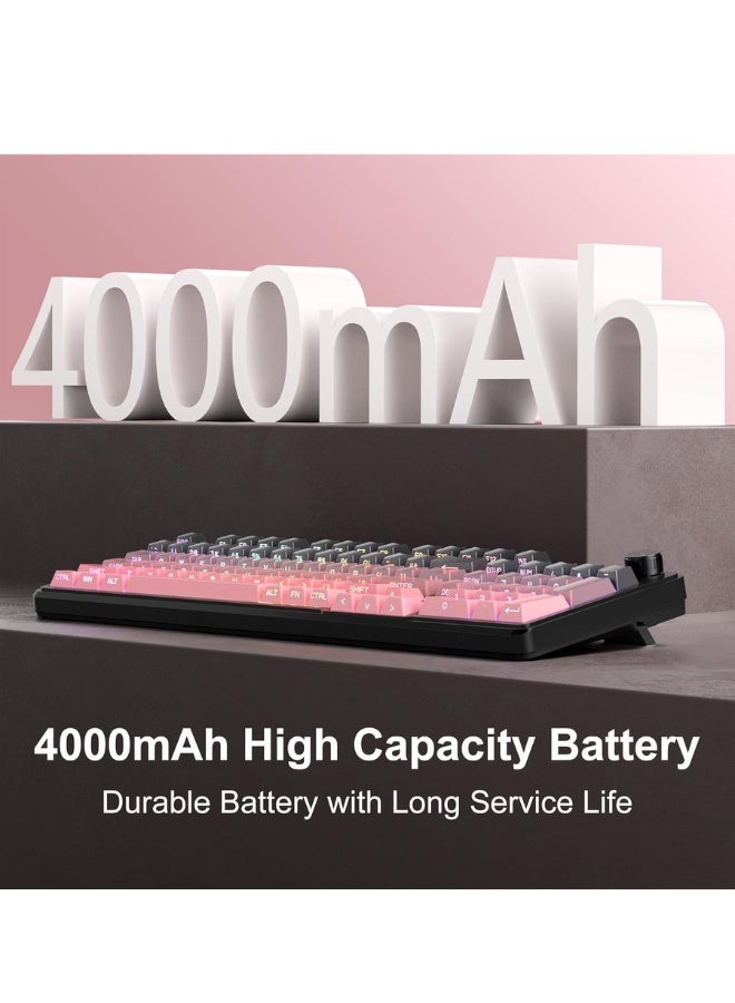 MageGee Wireless Gaming Keyboard, RGB Tri-Mode Wired/BT/2.4G Creamy Keyboard with Number Pad, 4000mAh Battery, Knob Control, Side Printed Keycaps, 19-Key Anti-Ghosting for Win/Mac - Image 5