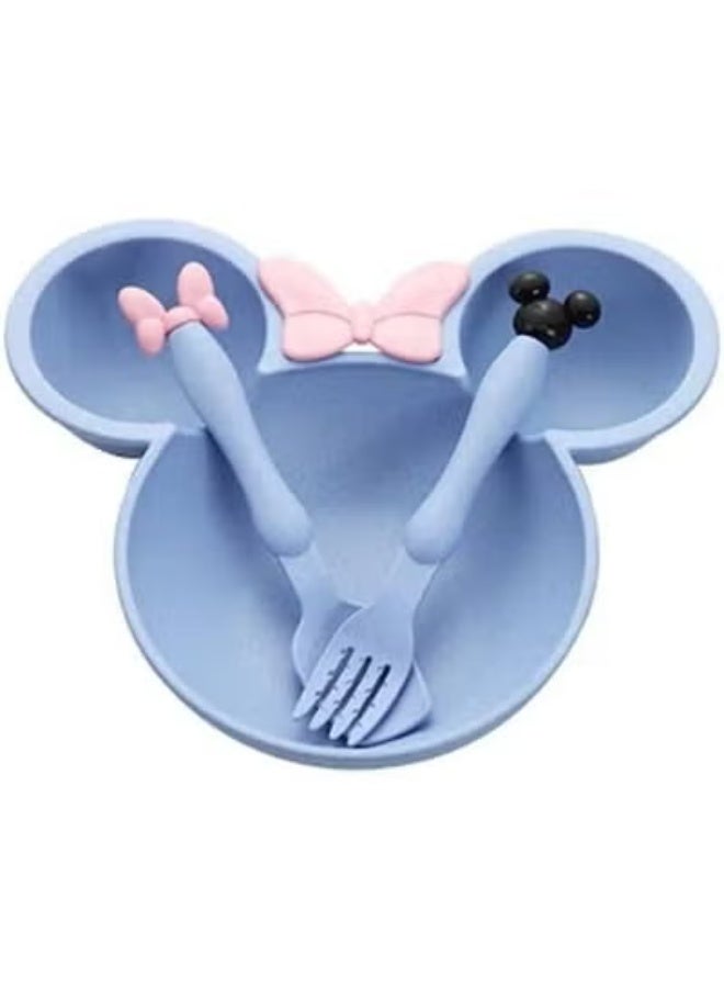 3 * 1 Baby Food Set - Healthy and Safe - Made from Natural Materials - Suitable for Cold and Hot Food - BPA Free (blue) - Image 2
