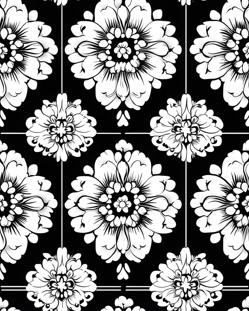 BOKEBEVE Black White Floral Wallpaper Stick and Peel Flower Contact Paper Vintage Wallpapers for Laundry Room Bedroom Cabinet Drawer Removable Renter Friendly 17.5 x 118In - Image 1