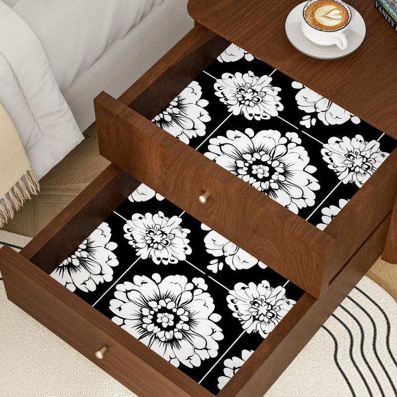 BOKEBEVE Black White Floral Wallpaper Stick and Peel Flower Contact Paper Vintage Wallpapers for Laundry Room Bedroom Cabinet Drawer Removable Renter Friendly 17.5 x 118In - Image 5