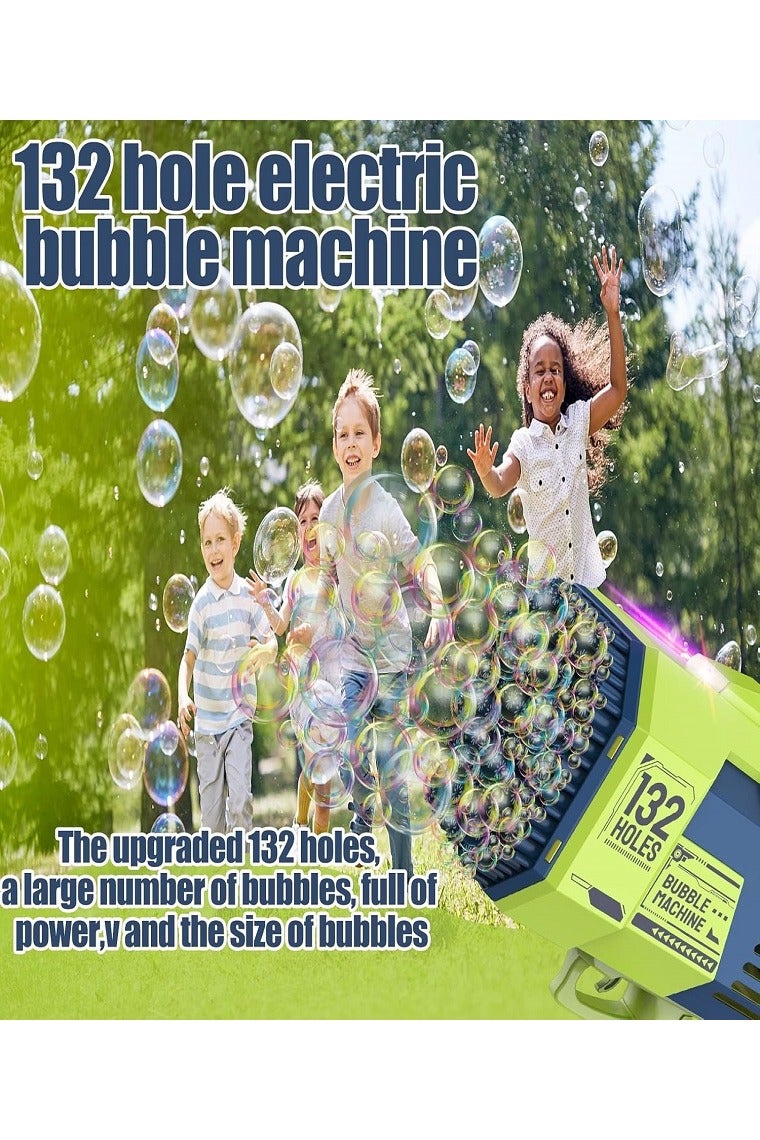Bubble Machine آلة مسدس الفقاعات ذات 132 فتحة – لعبة نافخة الفقاعات مع أضواء ملونة، صانع فقاعات كبير للأطفال، متعة في الهواء الطلق وداخل المنزل - Image 4