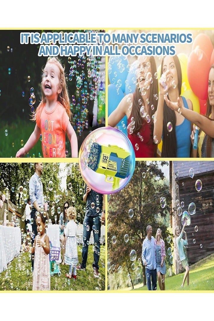 Bubble Machine آلة مسدس الفقاعات ذات 132 فتحة – لعبة نافخة الفقاعات مع أضواء ملونة، صانع فقاعات كبير للأطفال، متعة في الهواء الطلق وداخل المنزل - Image 5