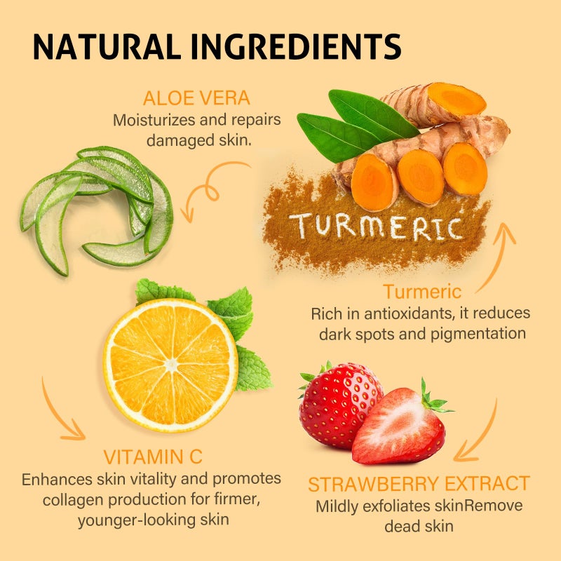 RIHAKO Turmeric Vitamin C Face Scrub-Turmeric Microdermabrasion Exfoliating Facial Scrub Vitamin C Face Exfoliator - Image 4