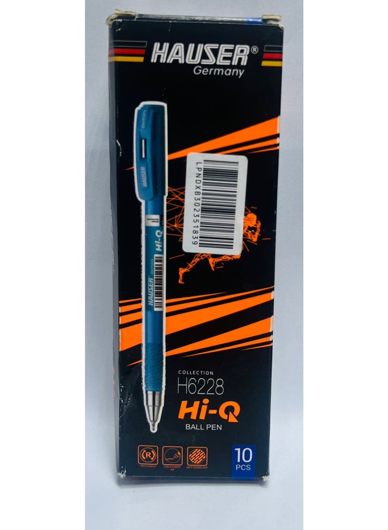 Hauser Germany قلم حبر جاف HI-Q 10 قطع 1.0 مم لون أزرق - Image 1