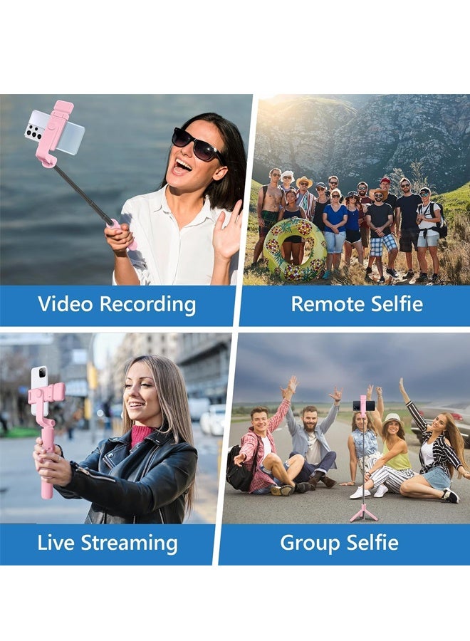 Selfie Stick Tripod, Retractable Phone Tripod with Wireless Remote Control & Light, Pink - Image 2