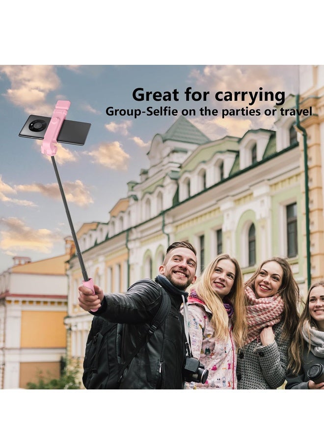 Selfie Stick Tripod, Retractable Phone Tripod with Wireless Remote Control & Light, Pink - Image 5