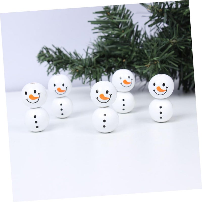 WOONEKY 2 Sets Christmas Wooden Snowman Beads DIY Craft Kit with White Accent Beads for Handmade Garland Decorations and Festive Holiday Ornament Making Random Color - Image 4