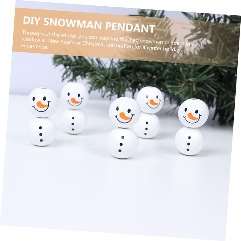 WOONEKY 2 Sets Christmas Wooden Snowman Beads DIY Craft Kit with White Accent Beads for Handmade Garland Decorations and Festive Holiday Ornament Making Random Color - Image 5