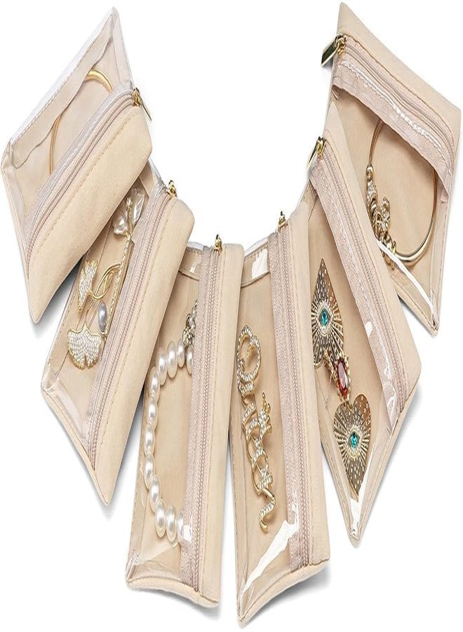 Bitrexup منظم صندوق مجوهرات صغير من Bitrexup، حقيبة تخزين مجوهرات للسفر، جيوب مجوهرات بسحاب من المخمل الشفاف، حقيبة مجوهرات للسفر، هدايا عيد الحب، هدايا عيد ميلاد للنساء والفتيات (6) - Image 1