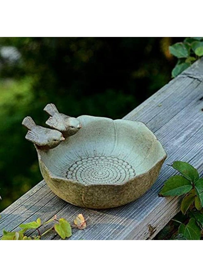 Generic JARPSIRY QIANSHENG Ceramic Birdbath Bowl Wild Bird Feeder Bird Food Holder Container Bird Feeding Tray for Outside Bee Bird Water Bath Outdoor Garden Courtyard Decoration  - Image 5