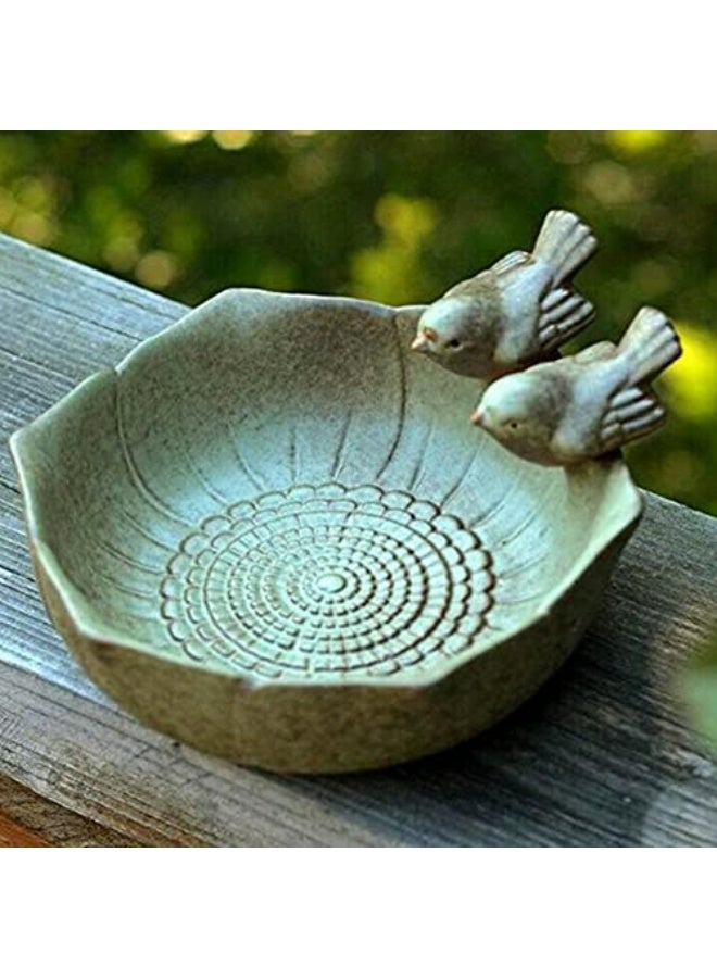 Generic JARPSIRY QIANSHENG Ceramic Birdbath Bowl Wild Bird Feeder Bird Food Holder Container Bird Feeding Tray for Outside Bee Bird Water Bath Outdoor Garden Courtyard Decoration  - Image 3
