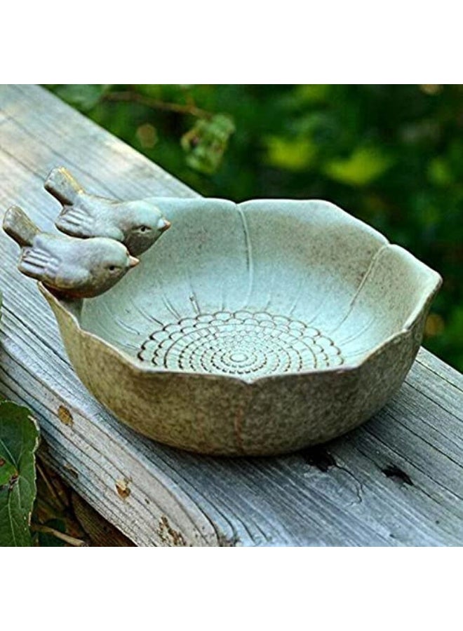 Generic JARPSIRY QIANSHENG Ceramic Birdbath Bowl Wild Bird Feeder Bird Food Holder Container Bird Feeding Tray for Outside Bee Bird Water Bath Outdoor Garden Courtyard Decoration  - Image 4