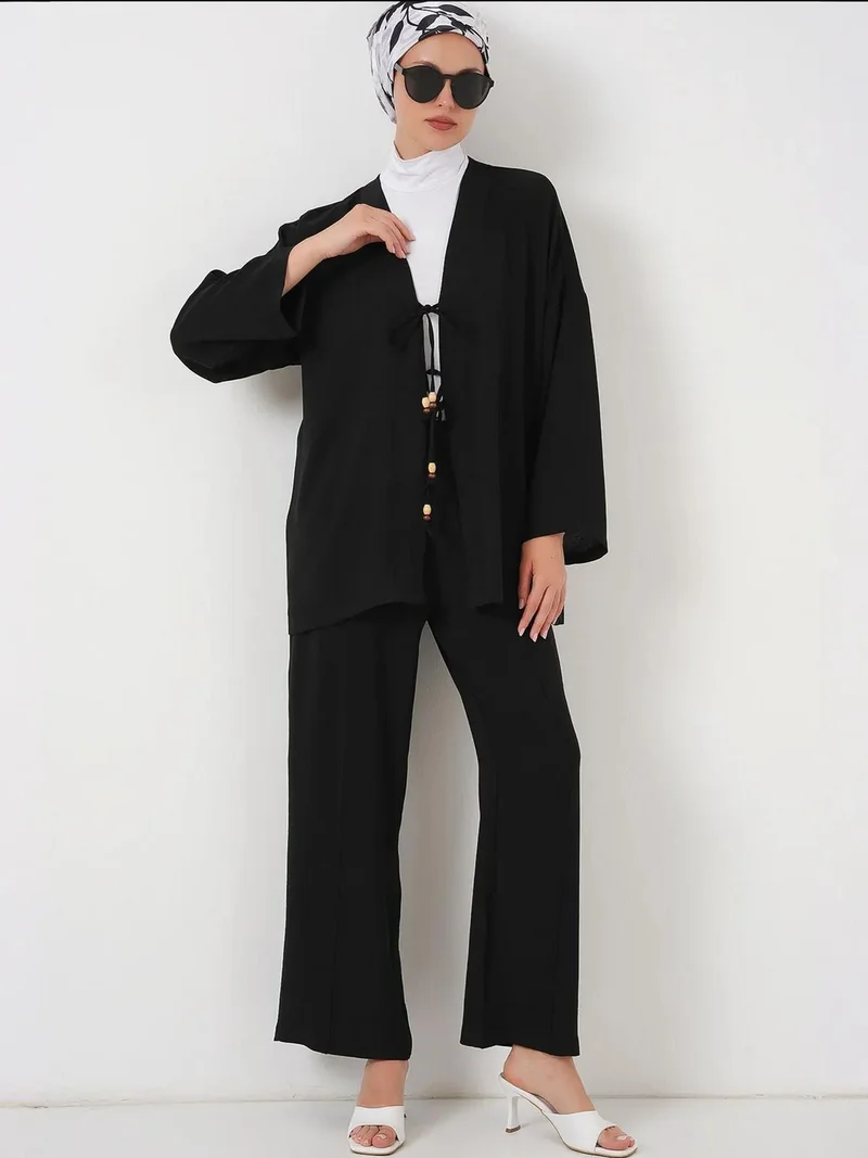 بيغ دارت طقم كارديجان طويل بياقة على شكل حرف  وبنطال من