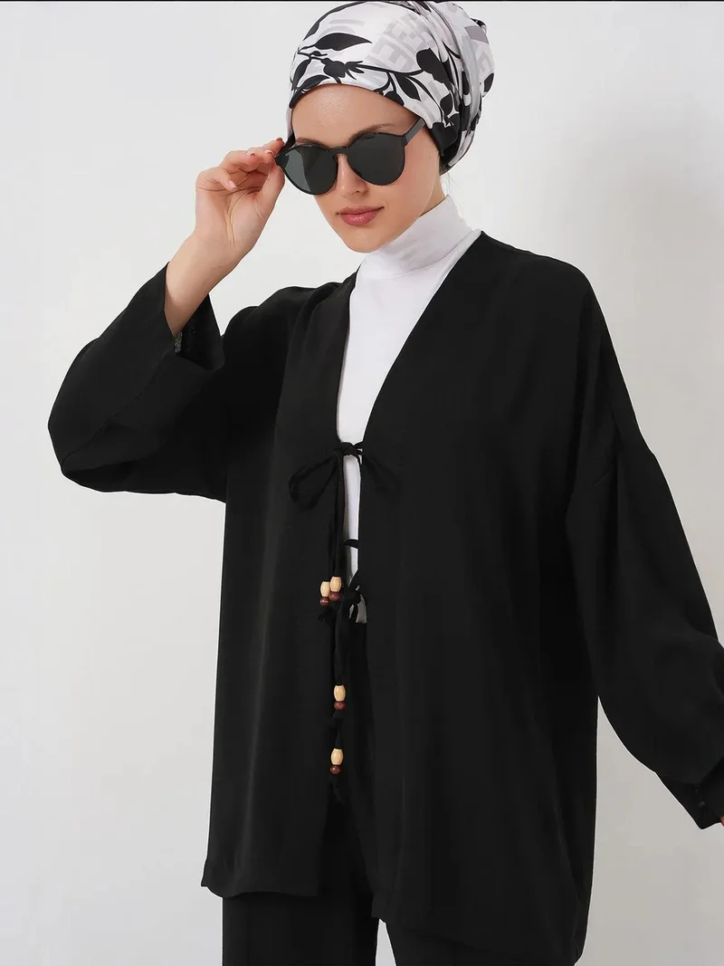 بيغ دارت طقم كارديجان طويل بياقة على شكل حرف  وبنطال من