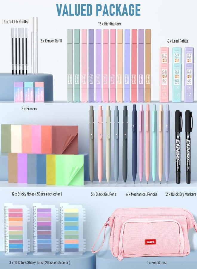 Nicpro 84 PCS Aesthetic Book Annotation Kit with Pen Case, 12 Dual Highlighters, 5 Gel Pens, 6 Mechanical Pencil, 2 Markers 1200PCS Transparent Sticky Notes and Tabs for Bible Study Student Stationary - Image 2