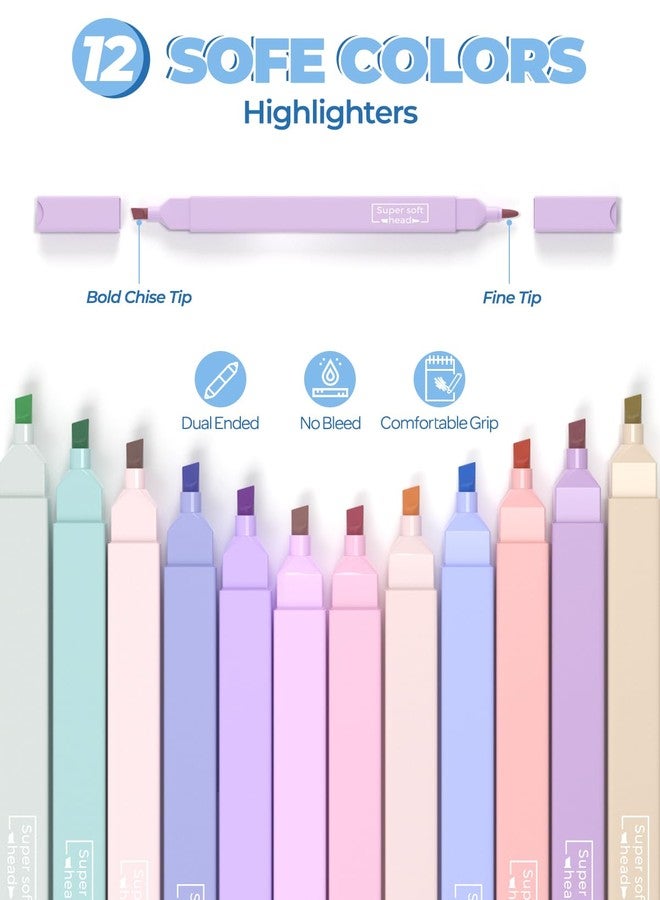 Nicpro 84 PCS Aesthetic Book Annotation Kit with Pen Case, 12 Dual Highlighters, 5 Gel Pens, 6 Mechanical Pencil, 2 Markers 1200PCS Transparent Sticky Notes and Tabs for Bible Study Student Stationary - Image 4