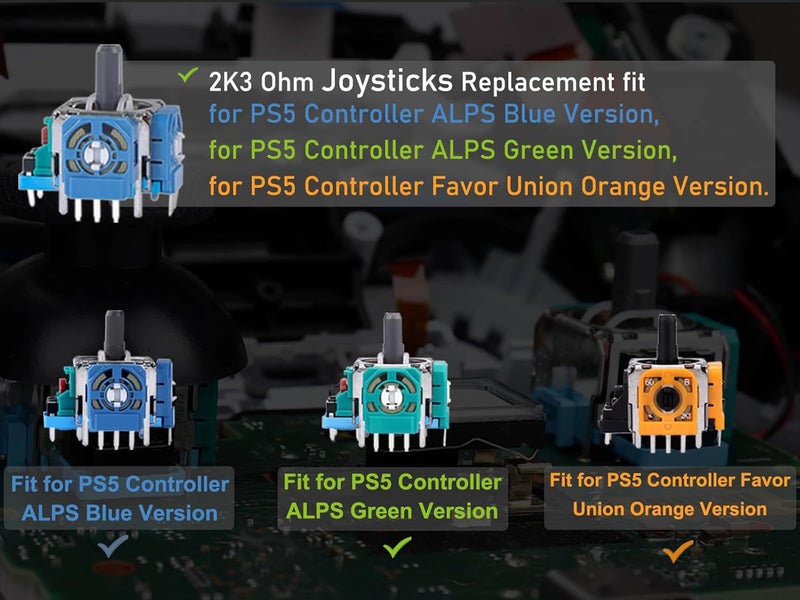 Ikpek 4 قطع بدائل عصي التحكم لجهاز DualSense PS5، عجلة استشعار تماثلية ثلاثية الأبعاد، بدائل عصي التحكم ووحدة الروكر لجهاز تحكم Playstation 5. - Image 3