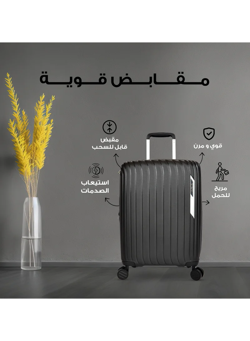 ماجلان حقيبة سفر ماجلان بعجلات قابلة للتوسيع خفيفة الوزن من مادة البولي بروبلين أسود