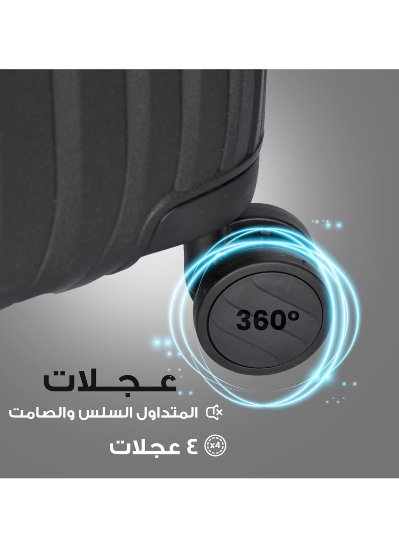 ماجلان - حقيبة سفر ماجلان بعجلات مقاس 20 بوصة مصنوعة من مادة البولي بروبيلين قابلة للتوسيع وخفيفة الوزن PP16-20 لون أسود - Image 1