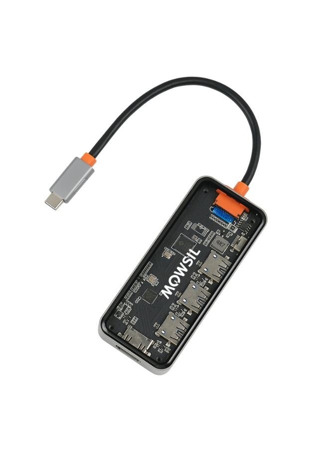 موسل موزع USB-C 5 في 1 من موصل، مخرج HDMI بدقة 4K@60Hz، منفذ USB 3.0، منفذ USB 2.0، منفذ بيانات USB-C، شحن PD بقوة 100 واط، سبائك الألومنيوم، كابل مجدول، مؤشر LED، لأجهزة MacBook Pro/Air و iPad Pro و XPS وأجهزة الكمبيوتر المحمولة. - Image 1