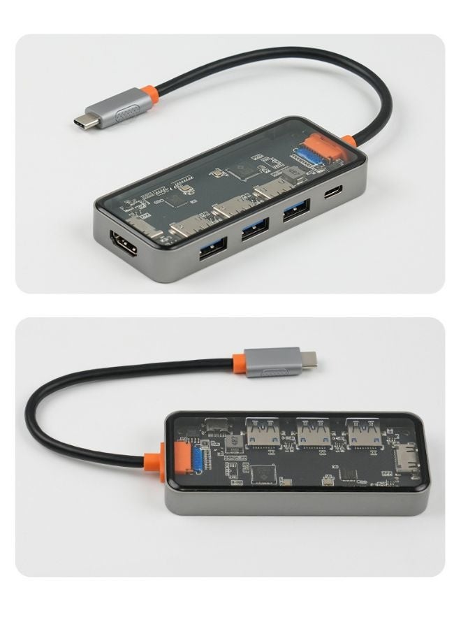 موسل موزع USB-C 5 في 1 من موصل، مخرج HDMI بدقة 4K@60Hz، منفذ USB 3.0، منفذ USB 2.0، منفذ بيانات USB-C، شحن PD بقوة 100 واط، سبائك الألومنيوم، كابل مجدول، مؤشر LED، لأجهزة MacBook Pro/Air و iPad Pro و XPS وأجهزة الكمبيوتر المحمولة. - Image 3