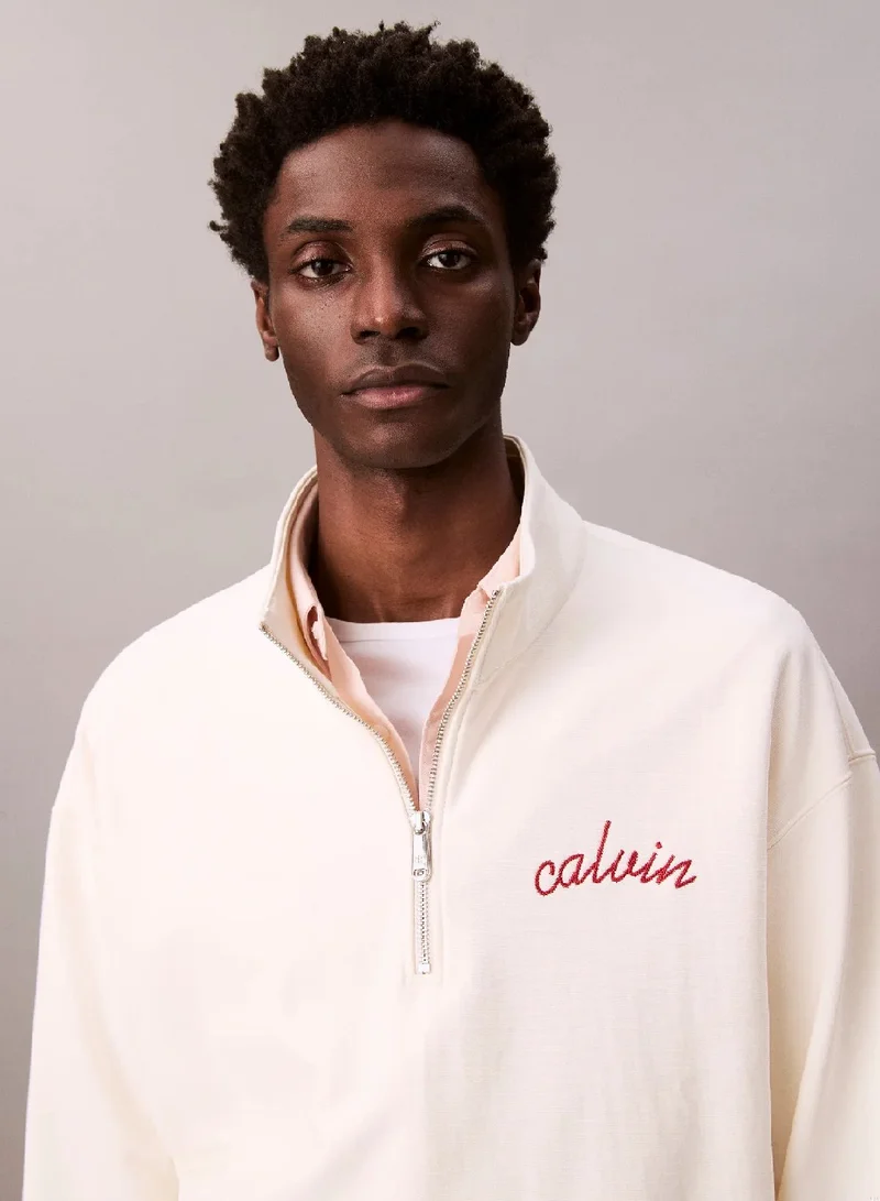 Calvin Klein Jeans Chain Stitch Logo 1/4 Zip Sweatshirt