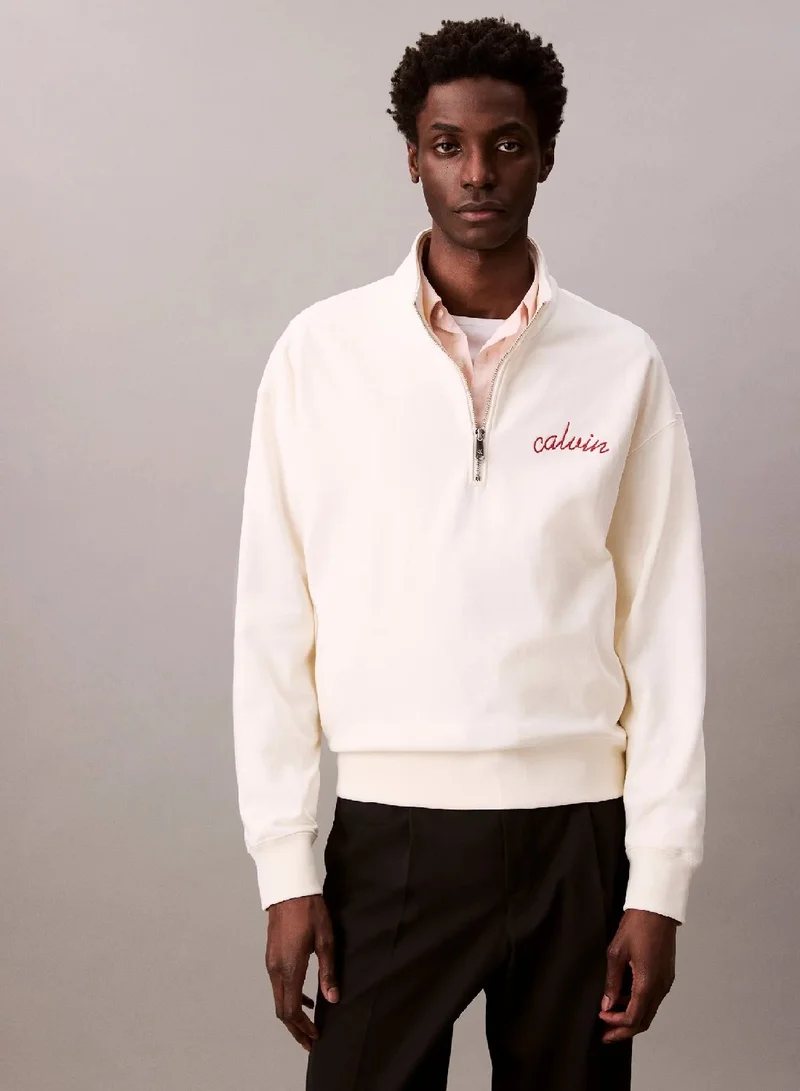 Calvin Klein Jeans Chain Stitch Logo 1/4 Zip Sweatshirt