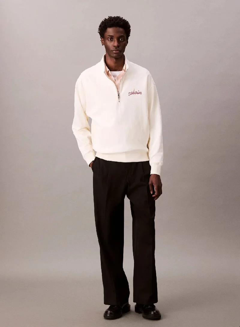 Calvin Klein Chain Stitch Logo 1/4 Zip Sweatshirt