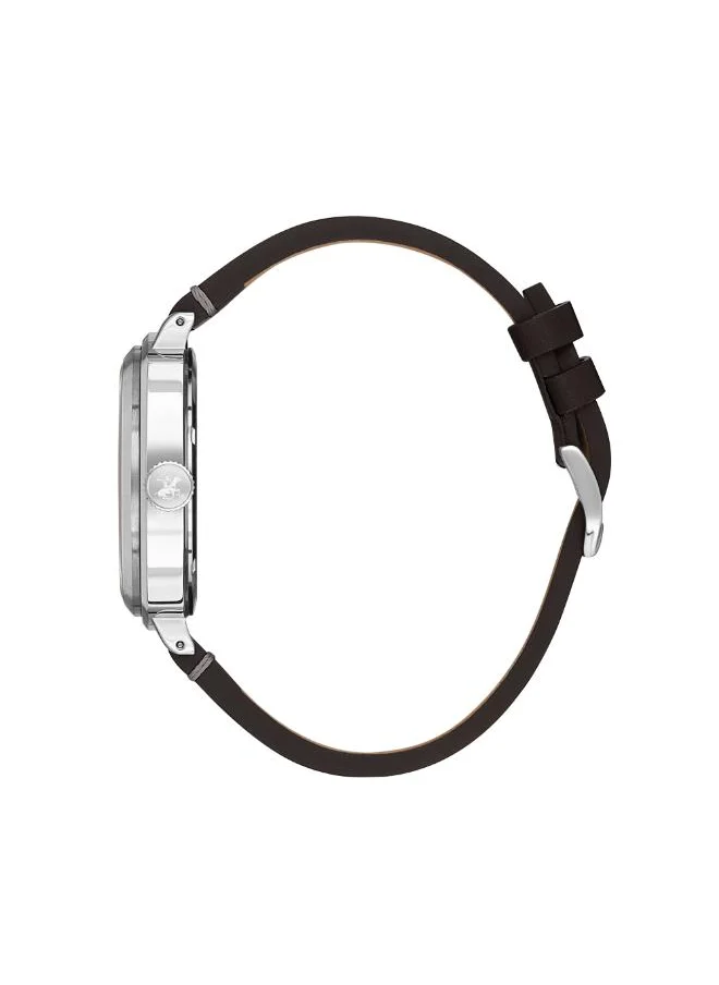 BEVERLY HILLS POLO CLUB BEVERLY HILLS POLO CLUB BP3732X.361 Men's Analog Display Watch & Leather Strap Black