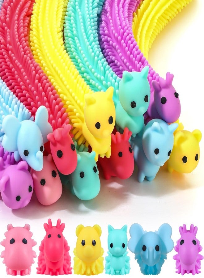 Silipull 24 Pcs Fidget Worm Stretchy Strings Toy Colorful Fidget Sensory ADD, ADHD or Autism, Relaxing Toys (7.9 Inches,Cute Animal) - Image 1