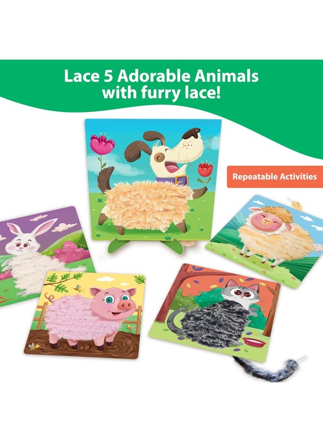 CHALK AND CHUCKLES - Chalk and Chuckles Art and Craft Kit, Lace Art Furry Animals, No Mess Activity, DIY Lacing Activities for Kids, Gift for Girls, Boys Age 3, 4, 5, 6, 7 Years, Travel Toys, Paper, Multicolor - Image 1