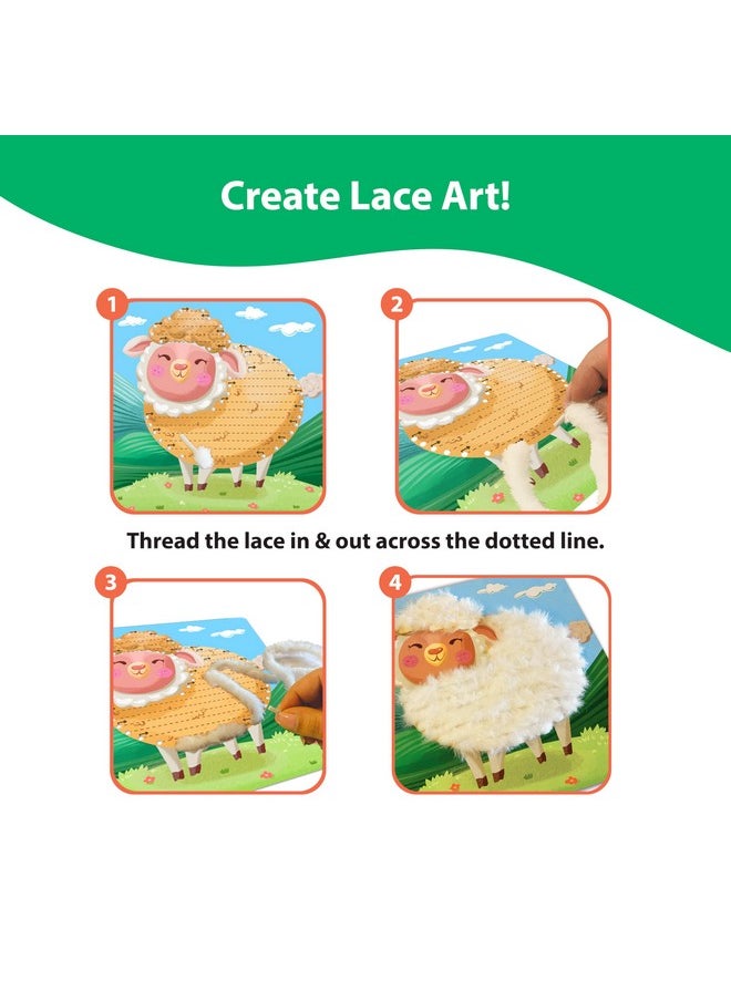 CHALK AND CHUCKLES - Chalk and Chuckles Art and Craft Kit, Lace Art Furry Animals, No Mess Activity, DIY Lacing Activities for Kids, Gift for Girls, Boys Age 3, 4, 5, 6, 7 Years, Travel Toys, Paper, Multicolor - Image 1
