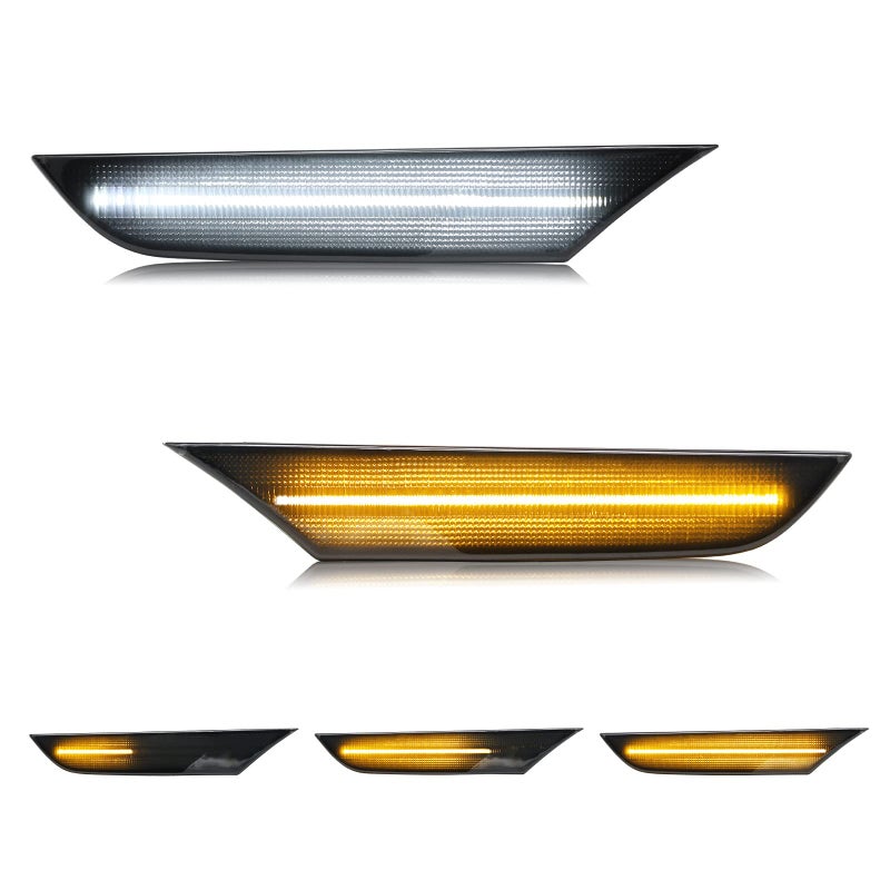 SHINEFIT LED Side Marker Light Compatible with G35 Sedan Base X 20032006 Skyline V35 Sedan 20012006 Front Bumper Sequential Amber Turn Signal Light White Parking Position Light