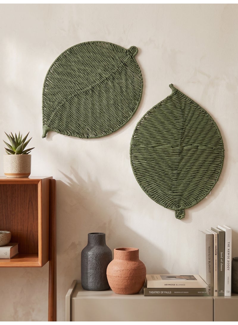 Pan Home Green Leaf-Shaped Woven Knit Table Mat - Set of 6 - Image 1
