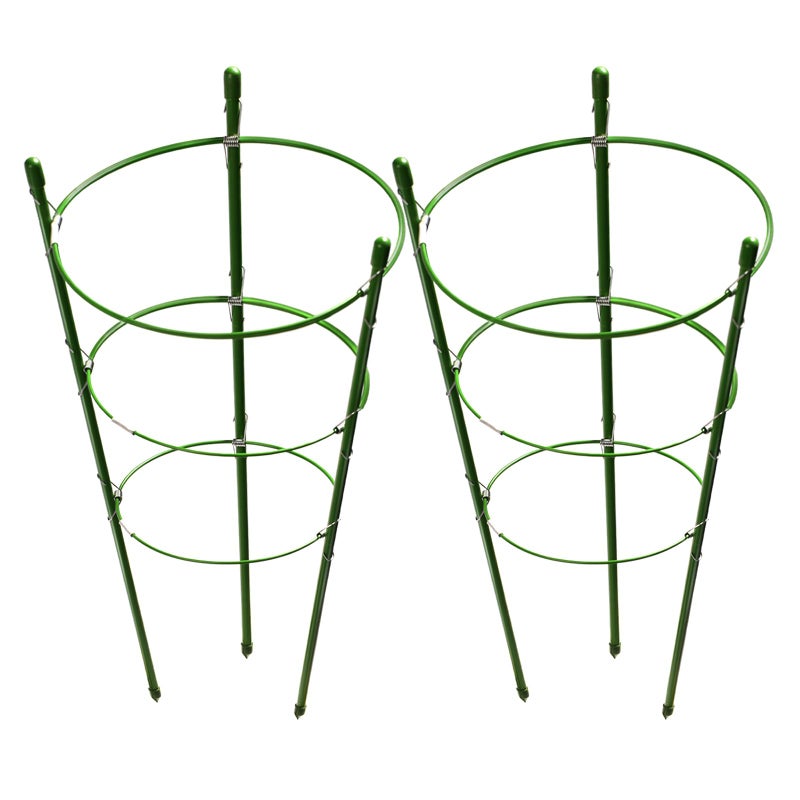 LEOBRO Tomato Cage, 2 PCS Small Plant Support Cage Rust Resistant Garden Ring Stake Plant Support for Tomato, Trellis, Climbing Plant, Flower, Plant Cages for Small Plants,17.7" H - Image 1