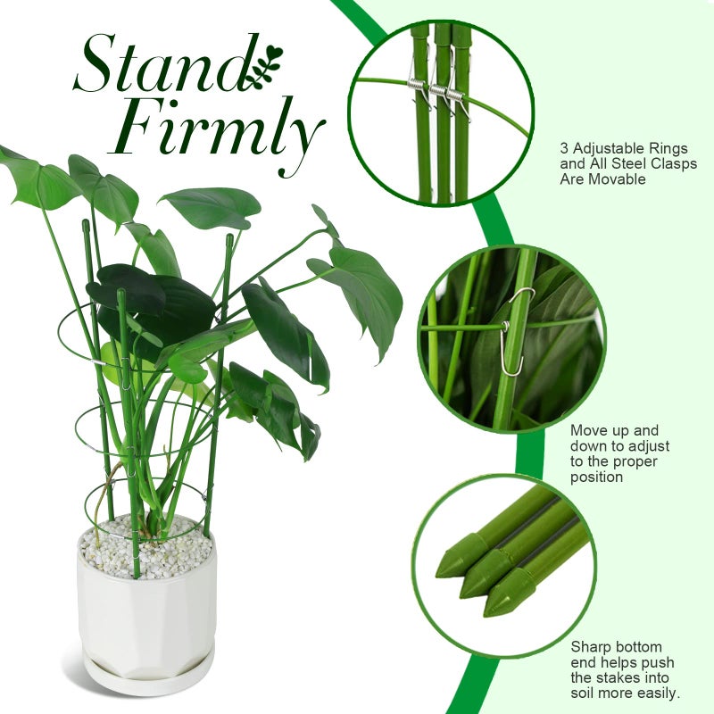 LEOBRO Tomato Cage, 2 PCS Small Plant Support Cage Rust Resistant Garden Ring Stake Plant Support for Tomato, Trellis, Climbing Plant, Flower, Plant Cages for Small Plants,17.7" H - Image 5