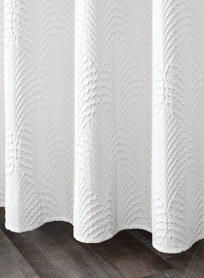 Gibelle White Shower Curtain for Bathroom, 3D Embossed Textured Fabric Curtain, Modern Farmhouse Chic Soft Cloth Set with Hooks, 72x72 - Image 3