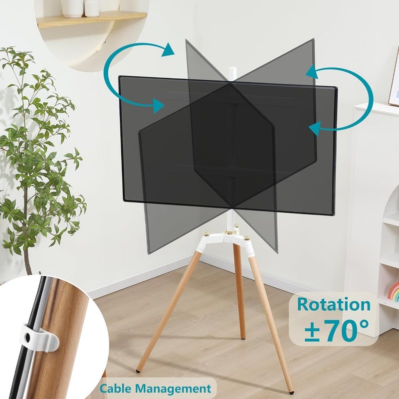 Floor TV Stand for 32-65 Inch Screen Height Adjustable Studio Easel TV Display Stand with 140 Swivel for Bedroom, Living Room, Corner TV Stand - Image 5