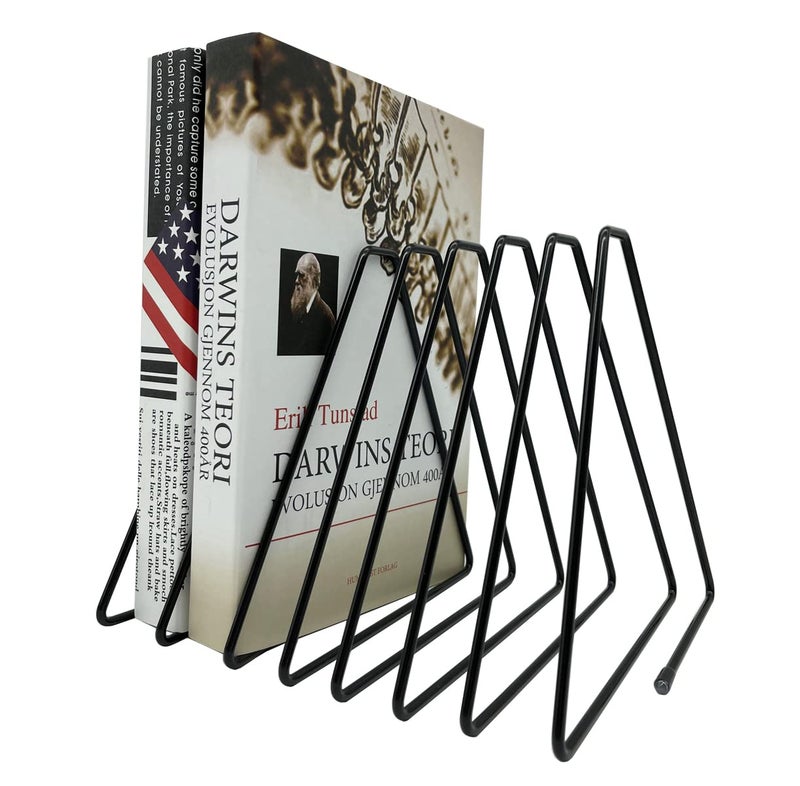 JIARI Book Organizer Magazine Holder Desktop File Sorter Organizer Bookshelf Bookends Book End Telescopic Bookend 7 Section Black