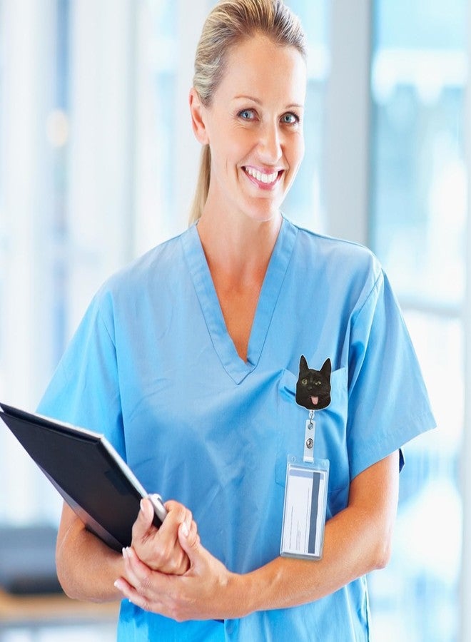 Eartim Black Cat Meme Badge Reel - 16Pcs Funny Meme Cat Acrylic Retractable ID Badge with Metal Clip Cute Animal Name Tag Holder for Kid Nurse Pet Lover Office Staff Student Birthday Gift Party Supply - Image 5