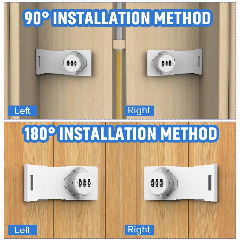 MeBantoo Household Cabinet Password Hasp Locks  Cabinet Locks With Combination  Door Security Slide Latch Lock For Small Doors  Cabinets  Barn Door  Bathroom  Outdoor  Garden (2 Pack White) - Image 4