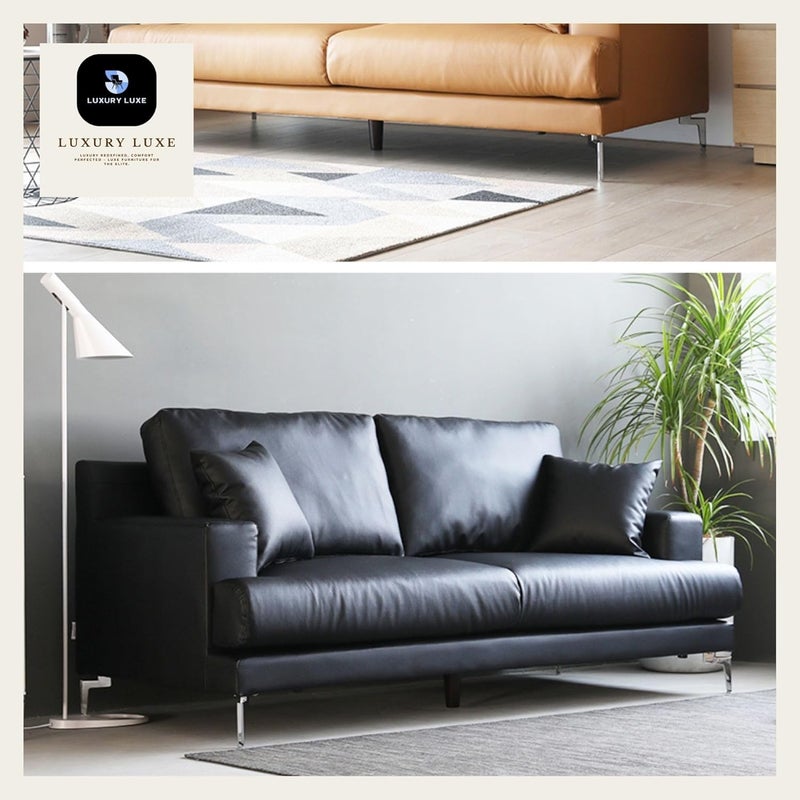 Luxury Luxe Modern 3-Seater Sofa in Black - Image 5